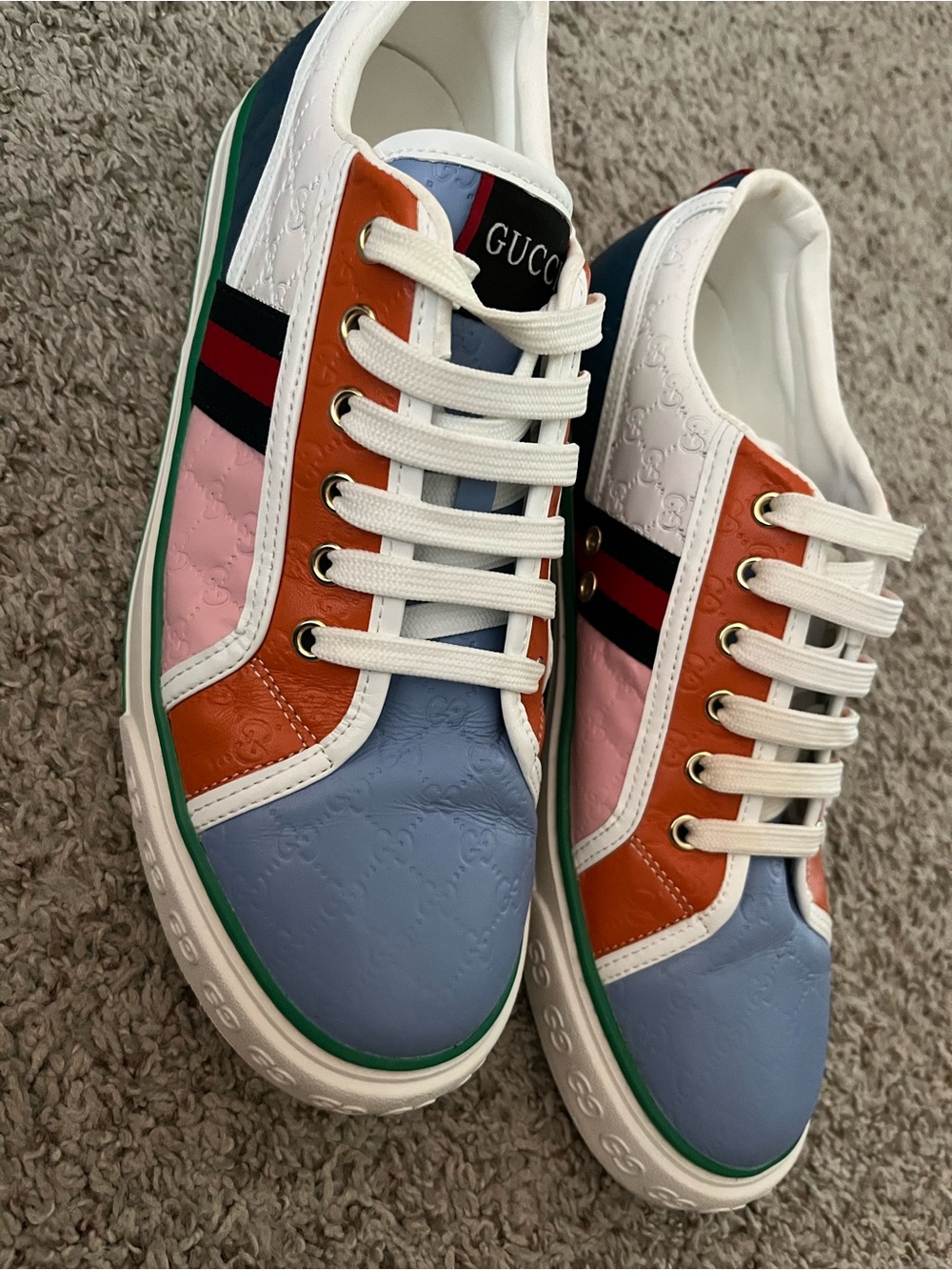 Gucci Multicolor Leather Sneakers with Signature Web